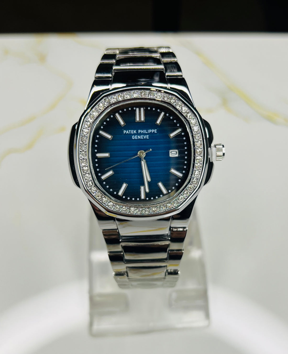 PATEK PHILIPPE GENEVE STONE Silver-Blue Dial