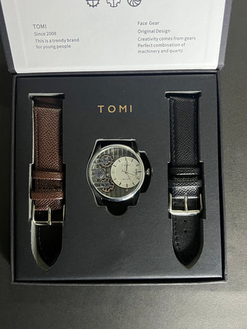 Tomi skeleton Double Face Gear watch