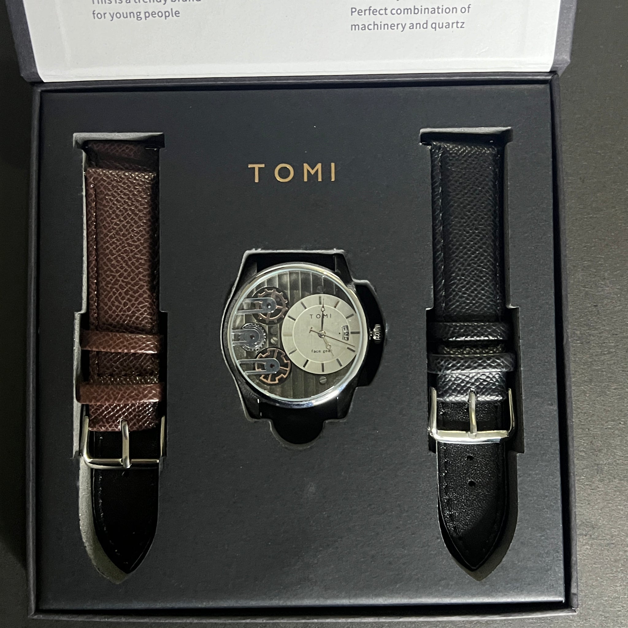 Tomi skeleton Double Face Gear watch